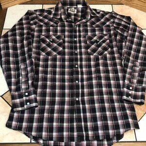 Ely cattleman western pearl snap button down shirt size medium